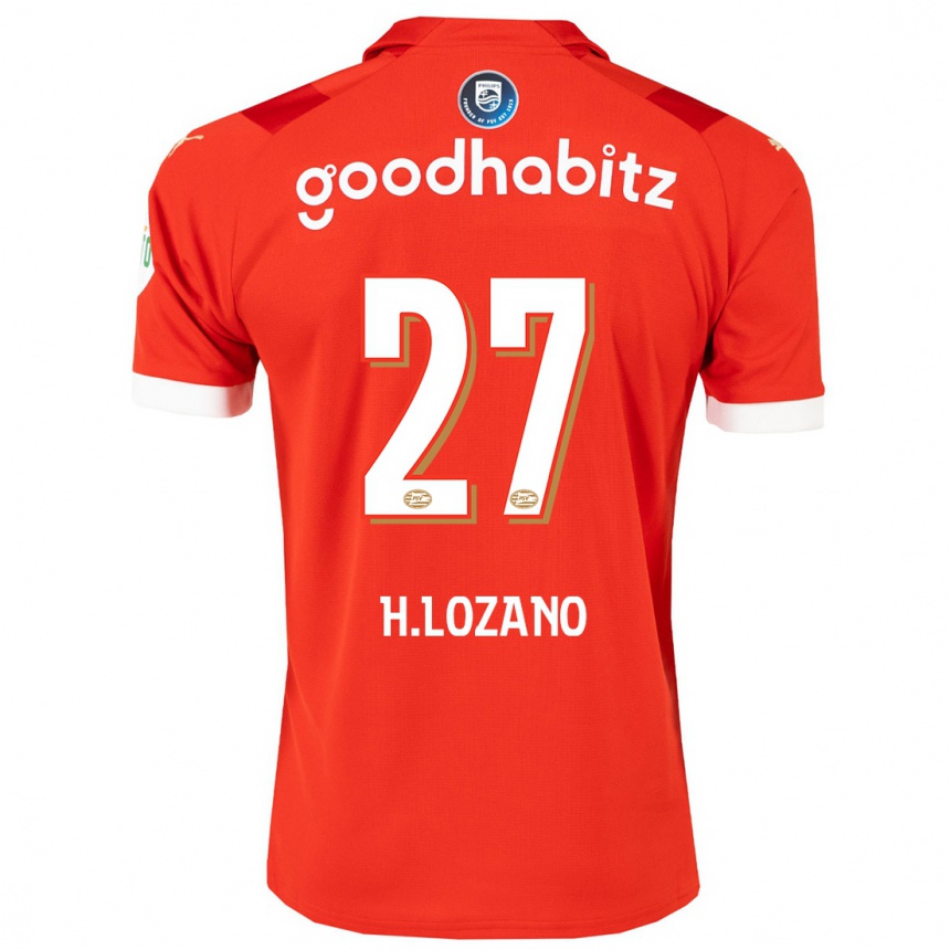 Kids Football Hirving Lozano #27 Red Home Jersey 2023/24 T-Shirt Canada