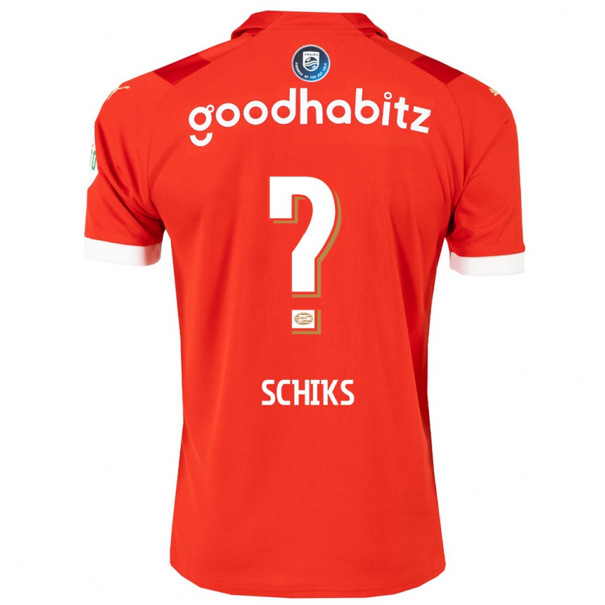 Kids Football Niek Schiks #0 Red Home Jersey 2023/24 T-Shirt Canada