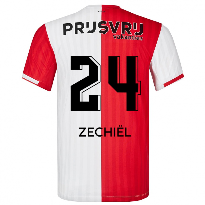 Kids Football Gjivai Zechiël #24 Red White Home Jersey 2023/24 T-Shirt Canada