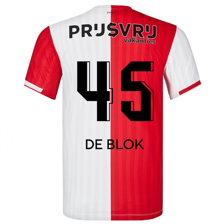 Kids Football Lars De Blok #45 Red White Home Jersey 2023/24 T-Shirt Canada