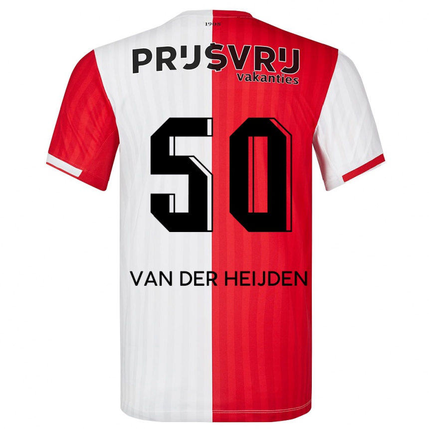 Kids Football Délano Van Der Heijden #50 Red White Home Jersey 2023/24 T-Shirt Canada