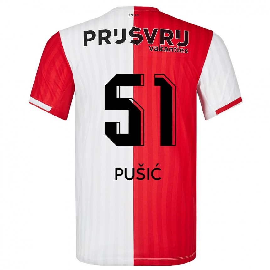 Enfant Football Maillot Noah Pušić #51 Rouge Blanc Tenues Domicile 2023/24 Canada