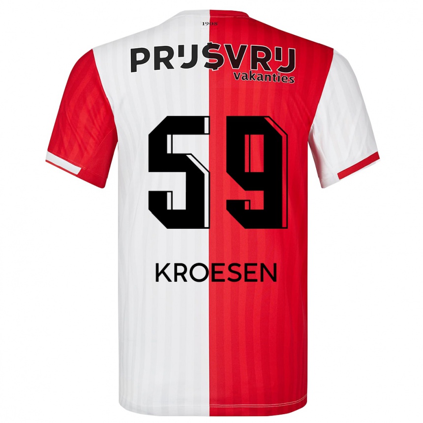 Kids Football Jaimy Kroesen #59 Red White Home Jersey 2023/24 T-Shirt Canada