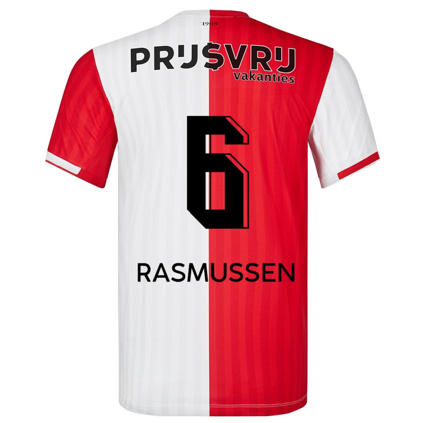 Kids Football Jacob Rasmussen #6 Red White Home Jersey 2023/24 T-Shirt Canada