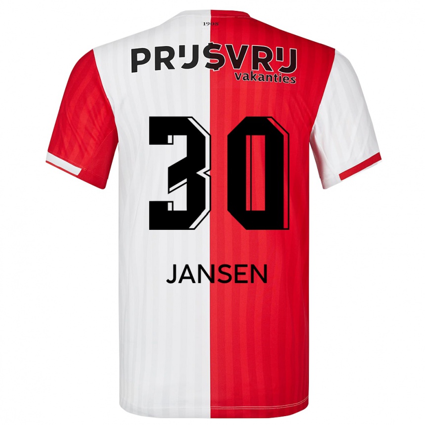 Kids Football Thijs Jansen #30 Red White Home Jersey 2023/24 T-Shirt Canada