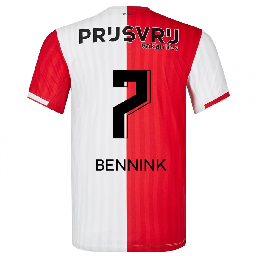 Kids Football Maxime Bennink #7 Red White Home Jersey 2023/24 T-Shirt Canada