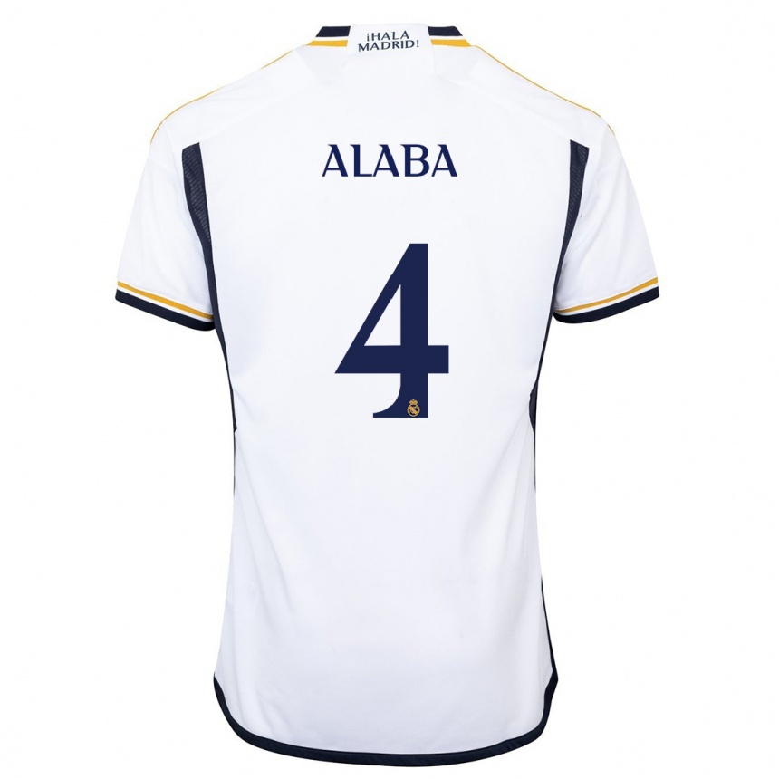 Enfant Football Maillot David Alaba #4 Blanc Tenues Domicile 2023/24 Canada