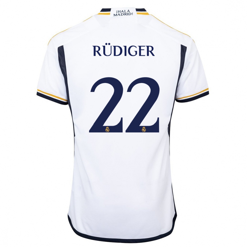 Kids Antonio Rudiger #22 White Home Jersey 2023/24 T-Shirt Canada