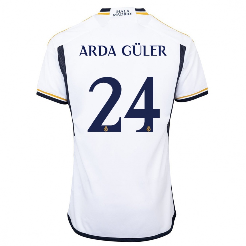 Kids  Arda Güler #24 White Home Jersey 2023/24 T-Shirt Canada