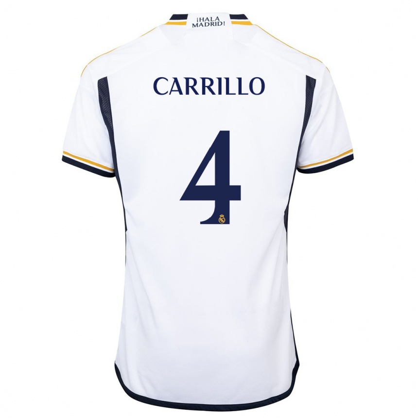 Kids  Álvaro Carrillo #4 White Home Jersey 2023/24 T-Shirt Canada