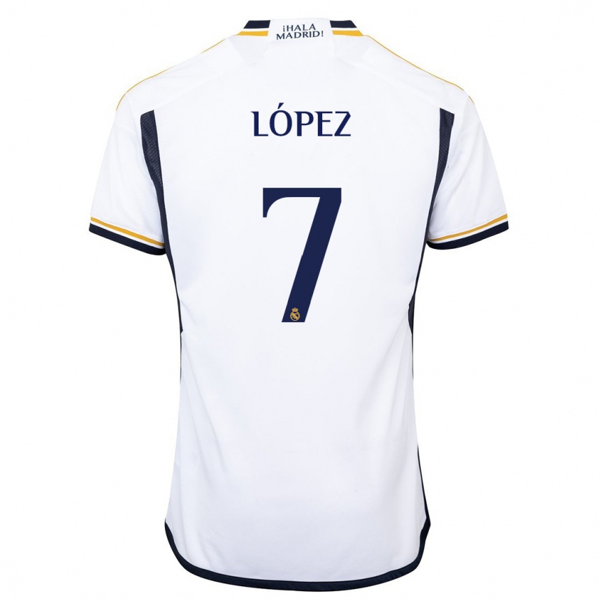 Kids  Noel López #7 White Home Jersey 2023/24 T-Shirt Canada