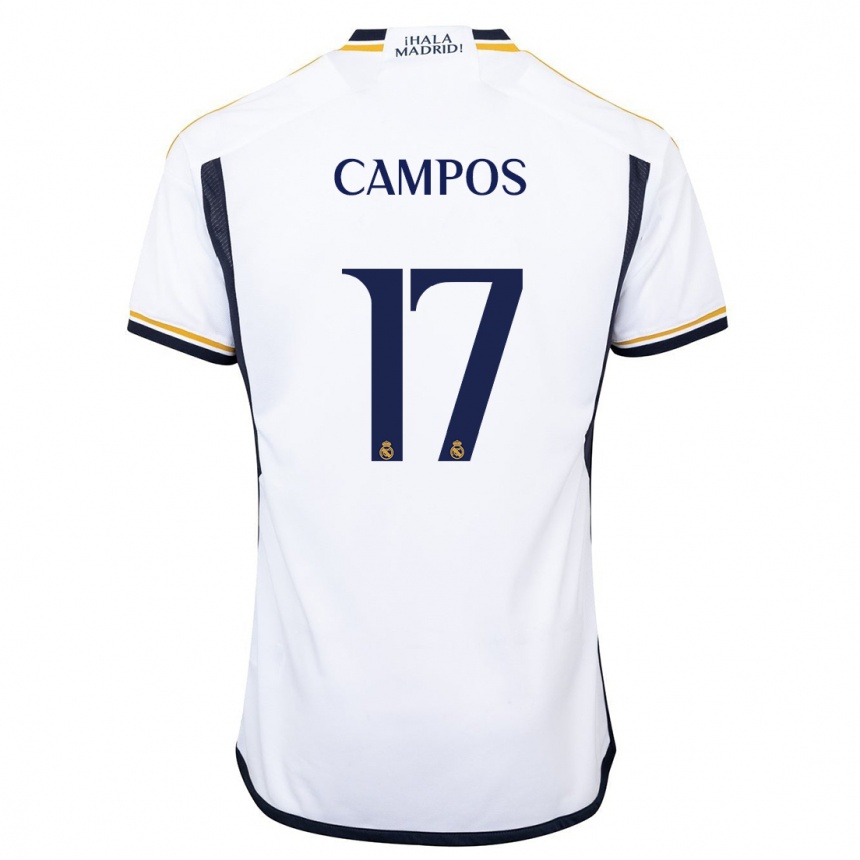 Kids  Andrés Campos #17 White Home Jersey 2023/24 T-Shirt Canada