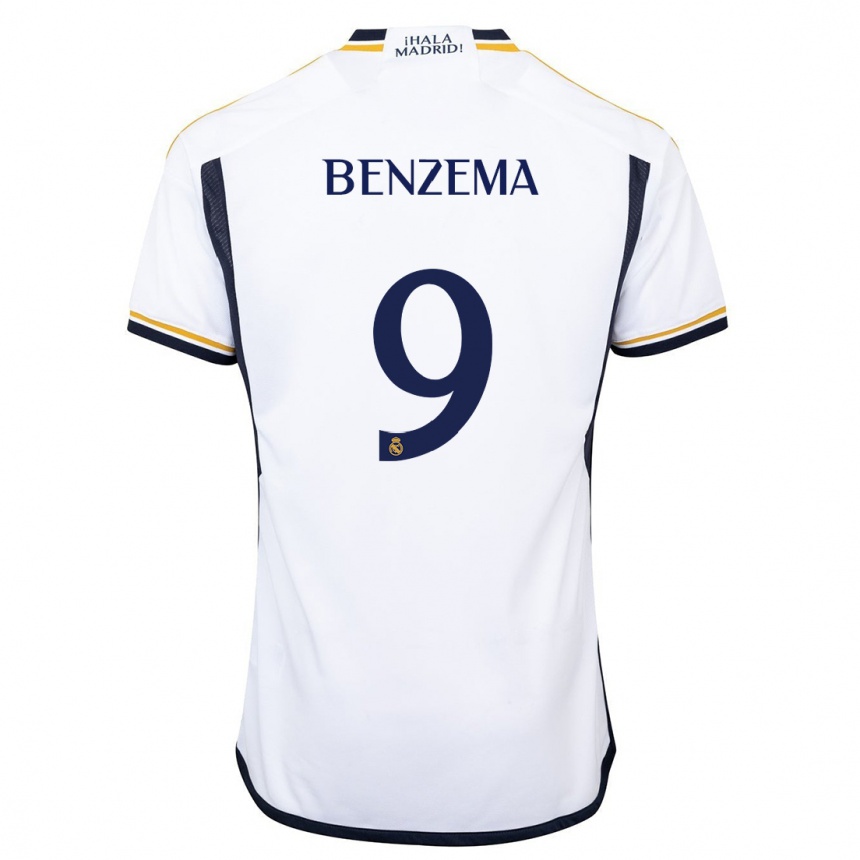 Kids Karim Benzema #9 White Home Jersey 2023/24 T-Shirt Canada