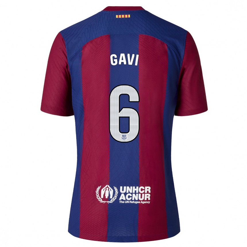 Kids  Gavi #6 Red Blue Home Jersey 2023/24 T-Shirt Canada