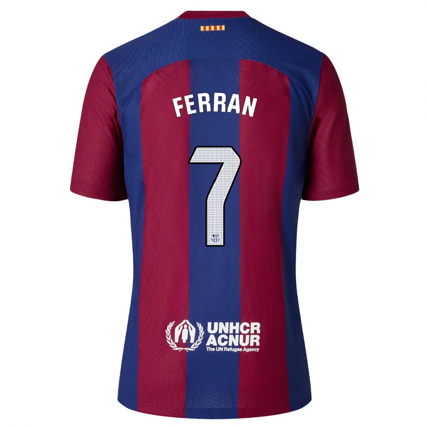 Kids Ferran Torres #7 Red Blue Home Jersey 2023/24 T-Shirt Canada