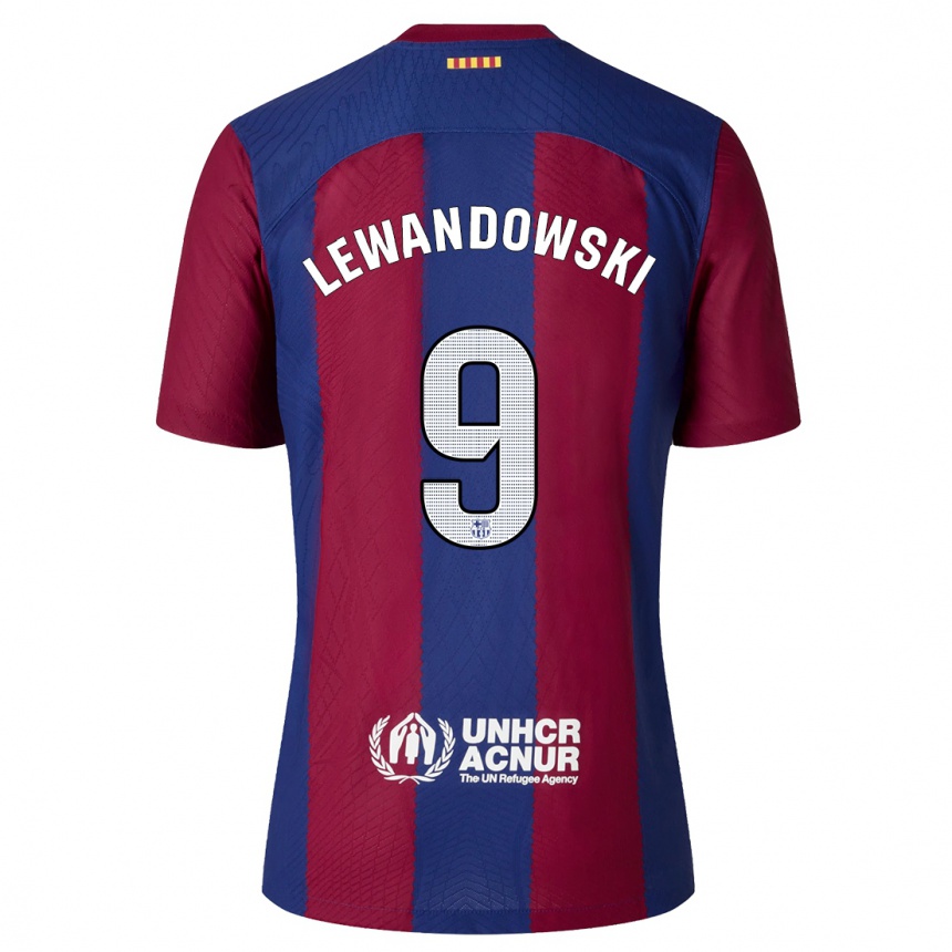 Kids  Robert Lewandowski #9 Red Blue Home Jersey 2023/24 T-Shirt Canada