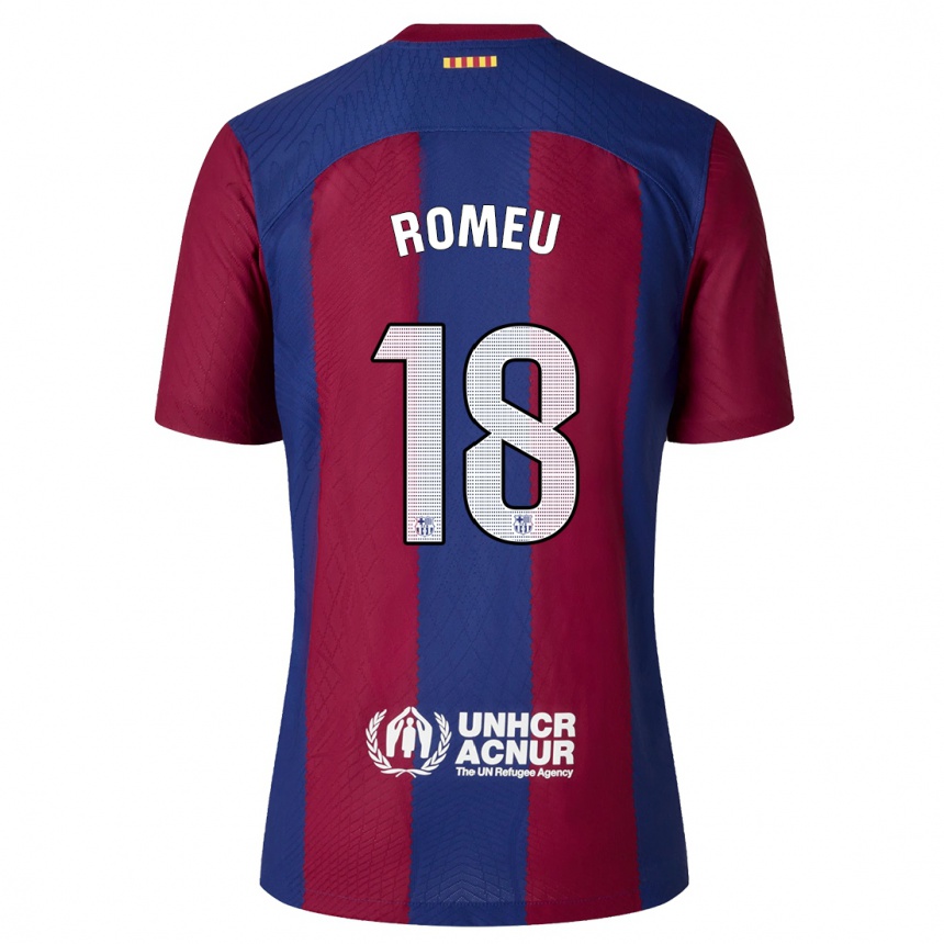 Kids  Oriol Romeu #18 Red Blue Home Jersey 2023/24 T-Shirt Canada