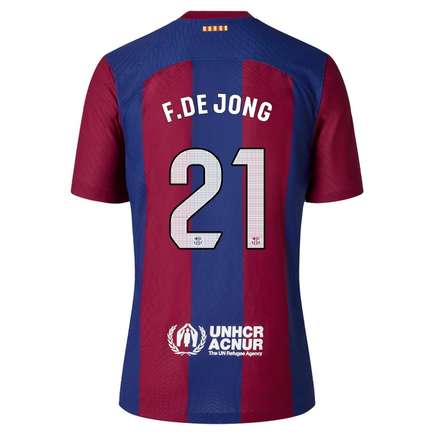 Kids  Frenkie De Jong #21 Red Blue Home Jersey 2023/24 T-Shirt Canada