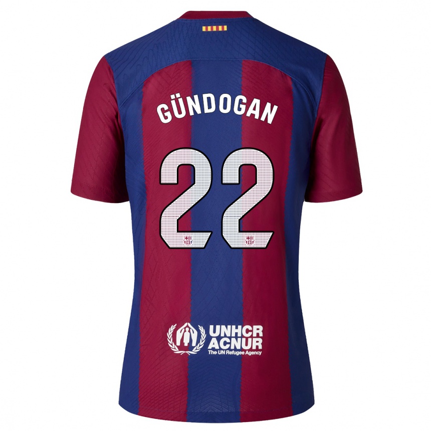 Kids Ilkay Gundogan #22 Red Blue Home Jersey 2023/24 T-Shirt Canada