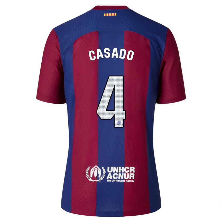 Kids  Marc Casado #4 Red Blue Home Jersey 2023/24 T-Shirt Canada