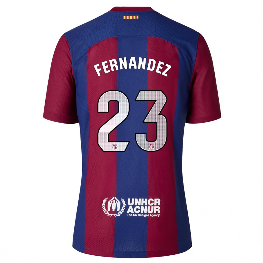 Kids  Pelayo Fernandez #23 Red Blue Home Jersey 2023/24 T-Shirt Canada