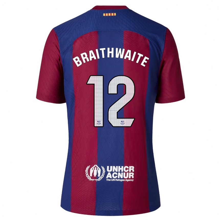 Enfant Football Maillot Martin Braithwaite #12 Rouge Bleu Tenues Domicile 2023/24 Canada