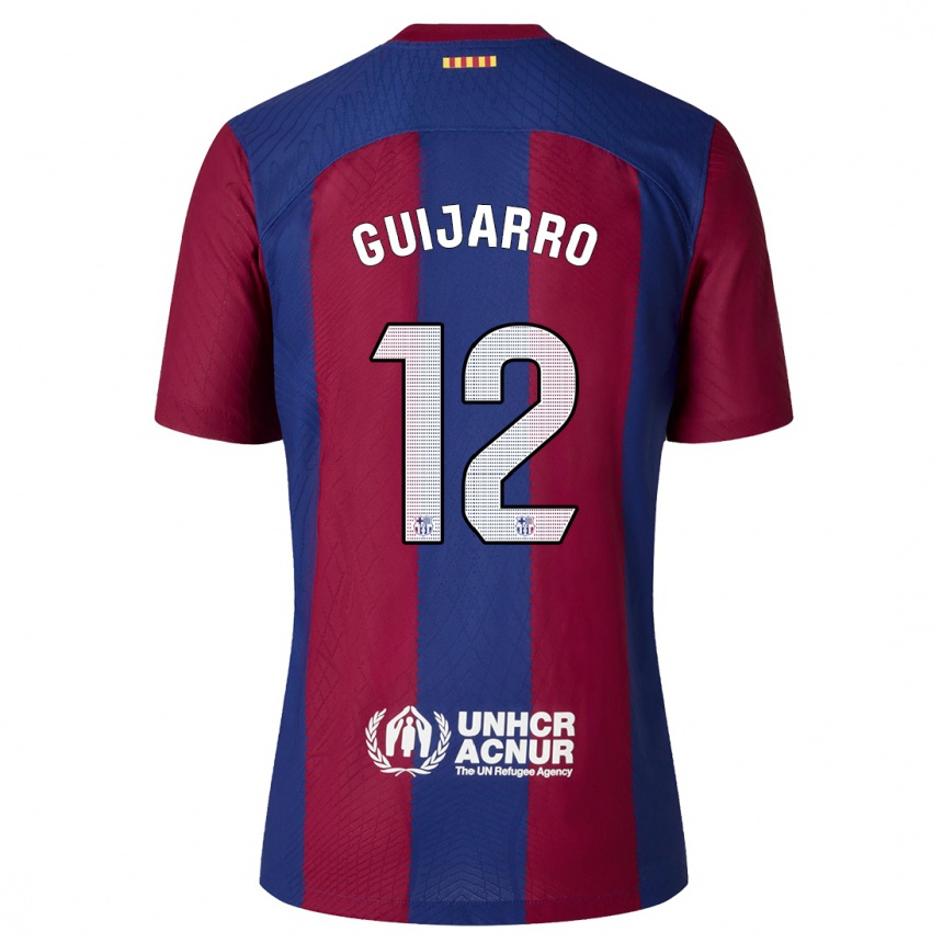 Kids  Patricia Guijarro #12 Red Blue Home Jersey 2023/24 T-Shirt Canada