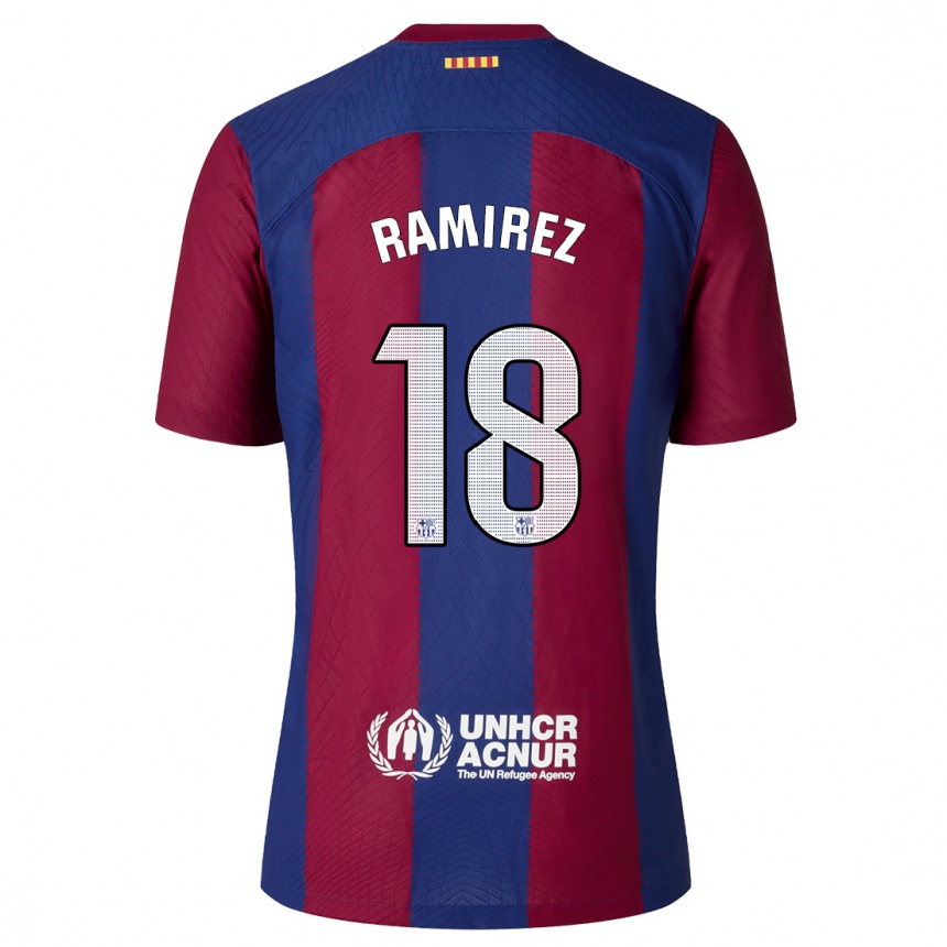 Enfant Football Maillot Emma Ramirez #18 Rouge Bleu Tenues Domicile 2023/24 Canada