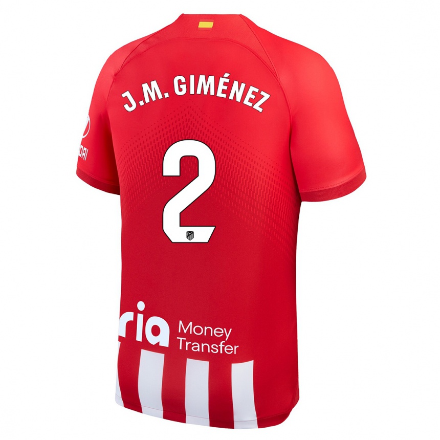 Kids Jose Maria Gimenez #2 Red White Home Jersey 2023/24 T-Shirt Canada