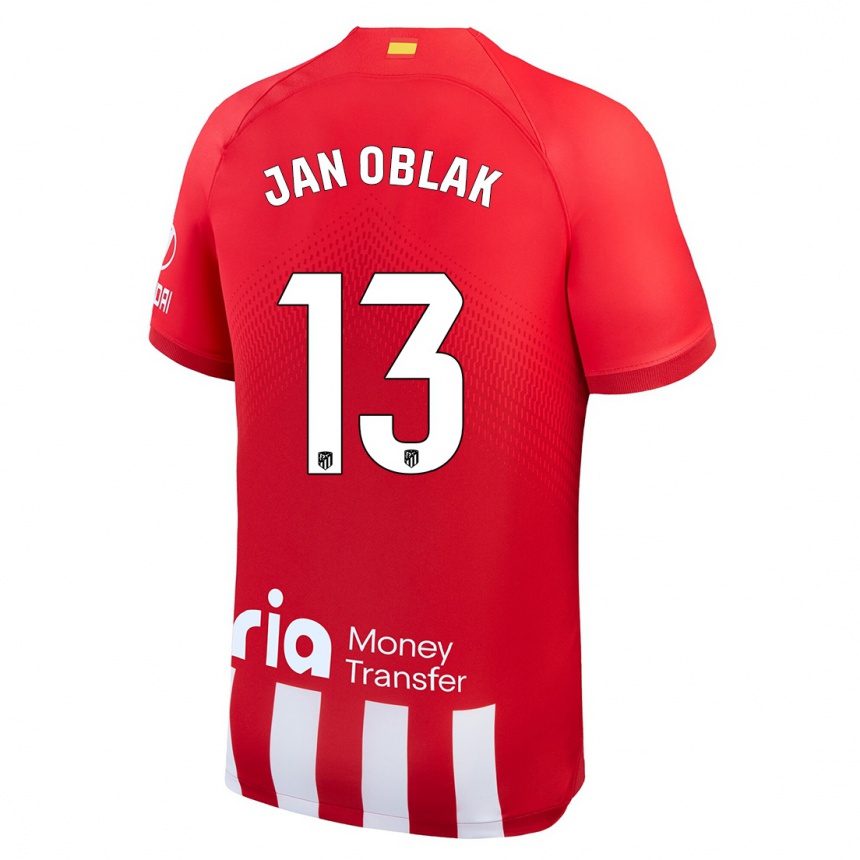 Kids Jan Oblak #13 Red White Home Jersey 2023/24 T-Shirt Canada