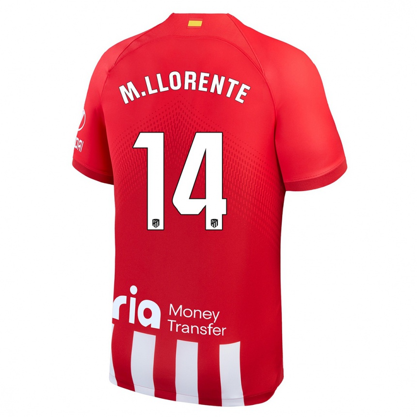 Enfant Football Maillot Marcos Llorente #14 Rouge Blanc Tenues Domicile 2023/24 Canada