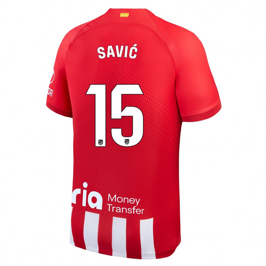 Enfant Football Maillot Stefan Savic #15 Rouge Blanc Tenues Domicile 2023/24 Canada