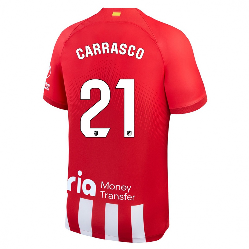 Enfant Football Maillot Yannick Carrasco #21 Rouge Blanc Tenues Domicile 2023/24 Canada