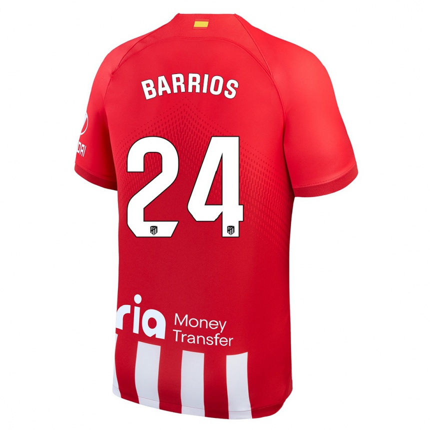 Kids  Pablo Barrios #24 Red White Home Jersey 2023/24 T-Shirt Canada