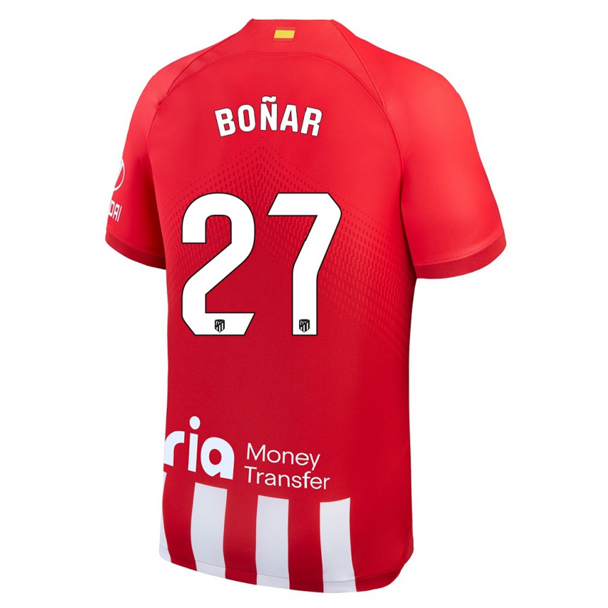 Kids  Javier Boñar #27 Red White Home Jersey 2023/24 T-Shirt Canada