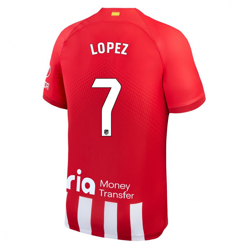 Kids  Maitane Lopez #7 Red White Home Jersey 2023/24 T-Shirt Canada