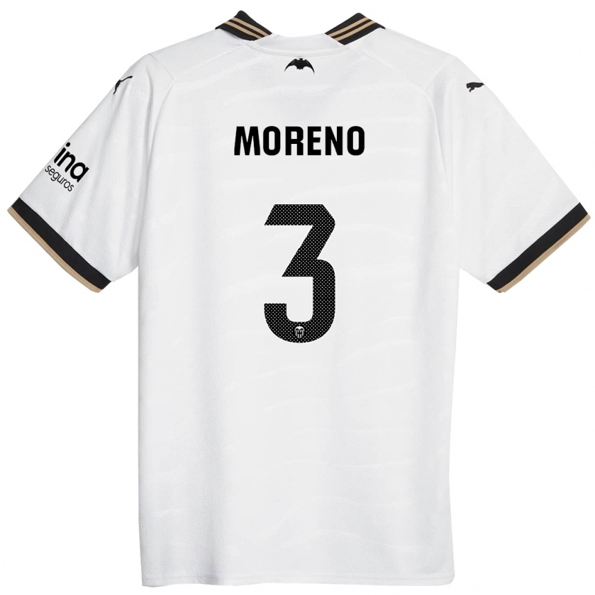 Kids Football Diego Moreno #3 White Home Jersey 2023/24 T-Shirt Canada