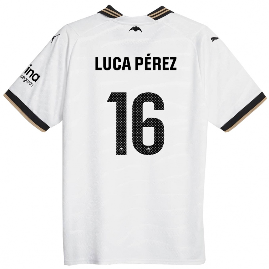 Kids Football Simón Luca Pérez #16 White Home Jersey 2023/24 T-Shirt Canada