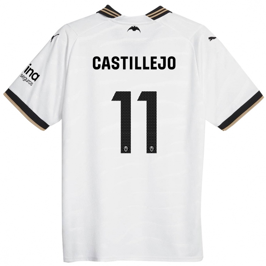 Kids Football Samu Castillejo #11 White Home Jersey 2023/24 T-Shirt Canada