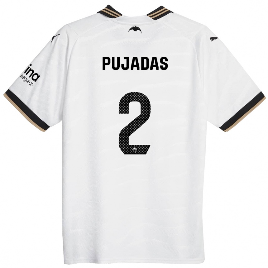 Kids Football Berta Pujadas #2 White Home Jersey 2023/24 T-Shirt Canada