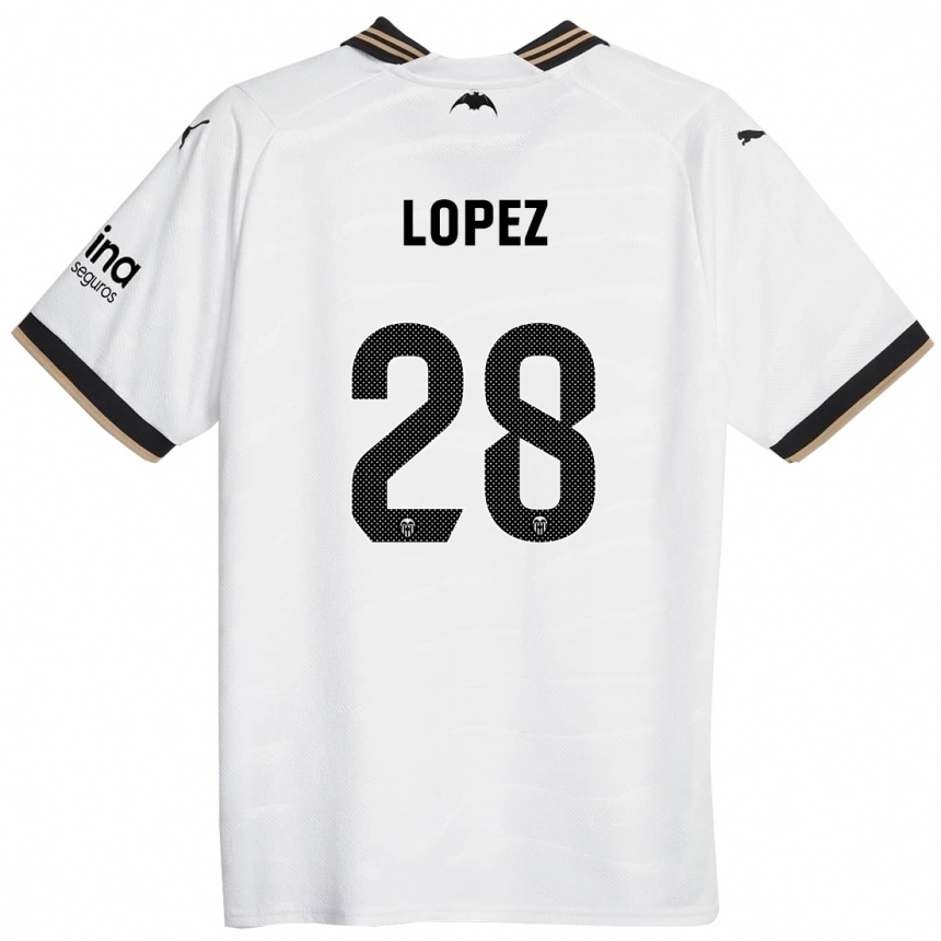 Kids Football Saray Lopez #28 White Home Jersey 2023/24 T-Shirt Canada