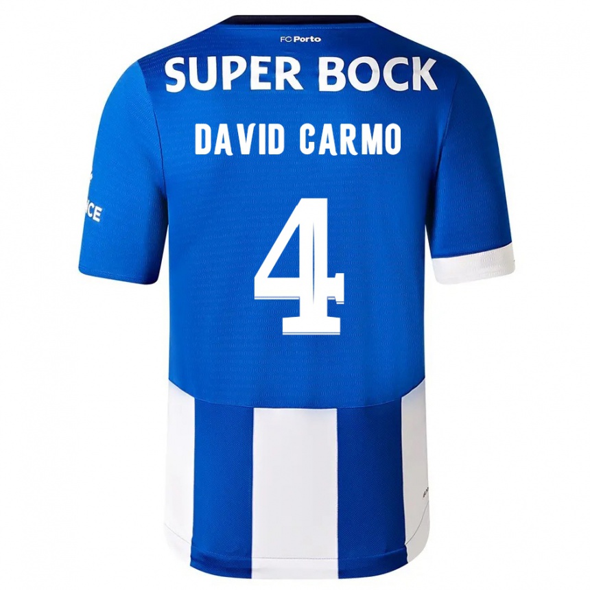 Kids  David Carmo #4 Blue White Home Jersey 2023/24 T-Shirt Canada