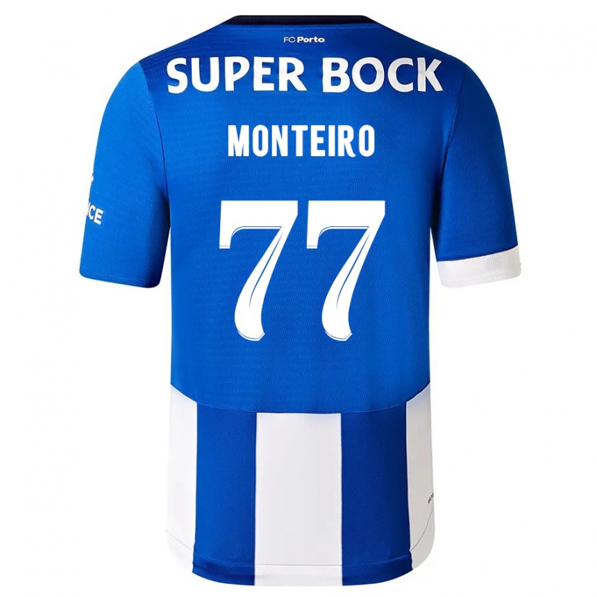 Enfant Football Maillot Rui Monteiro #77 Bleu Blanc Tenues Domicile 2023/24 Canada