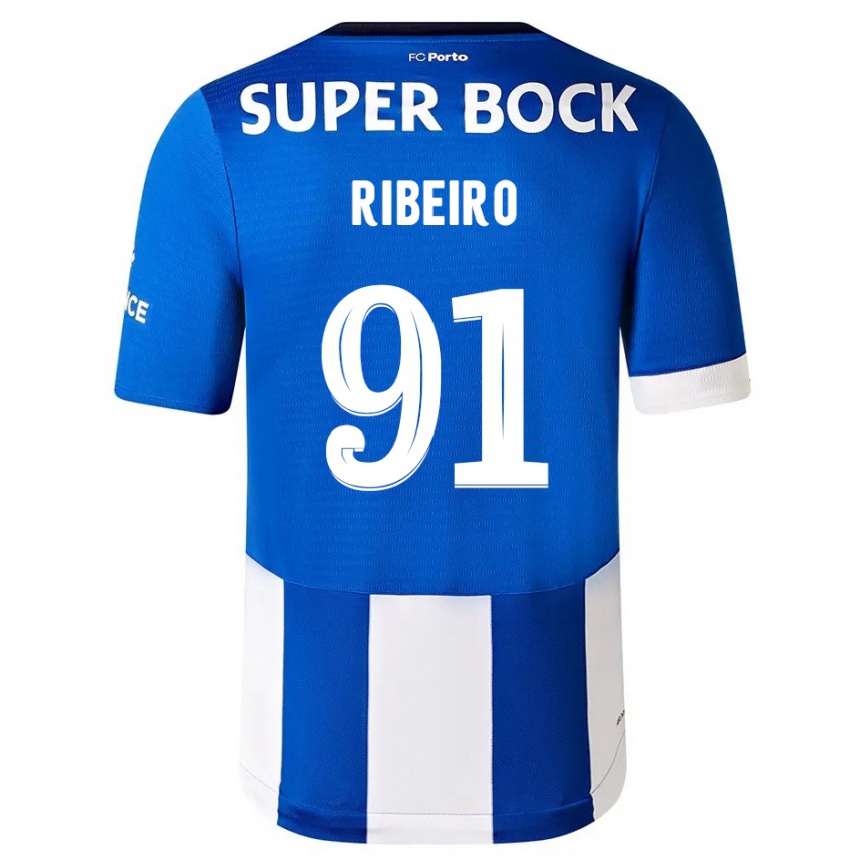 Kids  Gonçalo Ribeiro #91 Blue White Home Jersey 2023/24 T-Shirt Canada