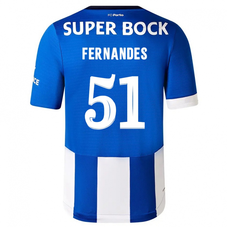 Kids  Diogo Fernandes #51 Blue White Home Jersey 2023/24 T-Shirt Canada