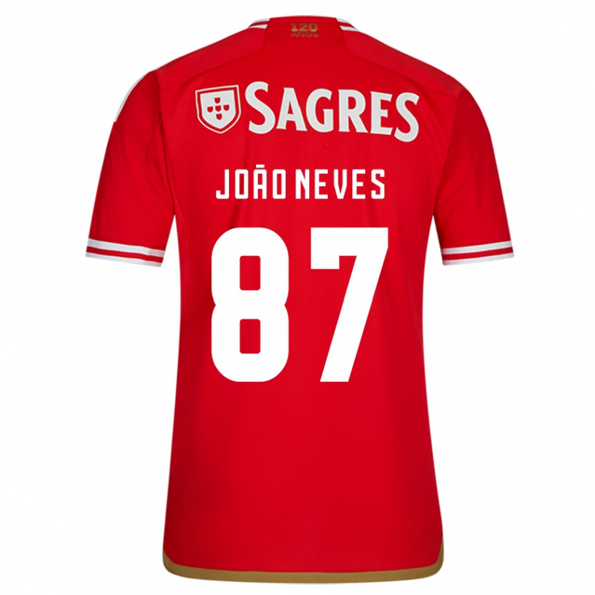 Kids Football João Neves #87 Red Home Jersey 2023/24 T-Shirt Canada