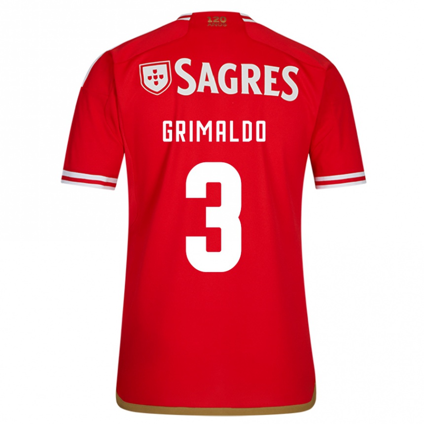 Kids Football Alejandro Grimaldo #3 Red Home Jersey 2023/24 T-Shirt Canada