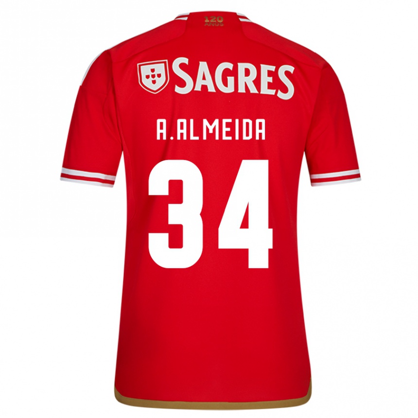 Kids Football Andre Almeida #34 Red Home Jersey 2023/24 T-Shirt Canada