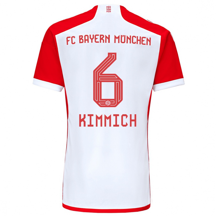 Kids Joshua Kimmich #6 Red White Home Jersey 2023/24 T-Shirt Canada