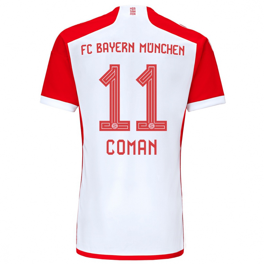 Kids Kingsley Coman #11 Red White Home Jersey 2023/24 T-Shirt Canada